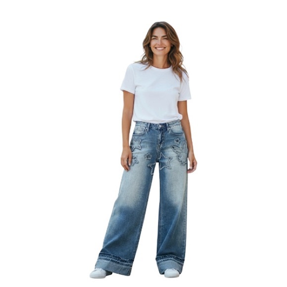 Playboy Jeans Playboy Bunny and Star stitched trendy blue denim size 13 / 31 NWT - Picture 1 of 16